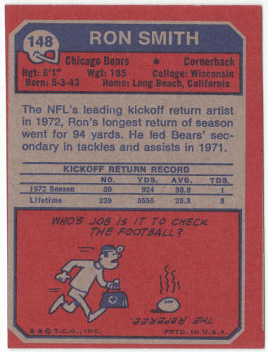 1973 Topps Football #148 Ron Smith