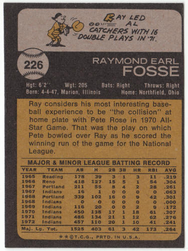 1973 Topps Baseball #226 Ray Fosse