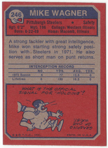 1973 Topps Football #246 Mike Wagner Rookie Card