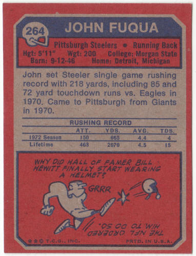 1973 Topps Football #264 John Fuqua