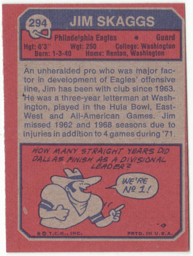 1973 Topps Football #294 Jim Skaggs