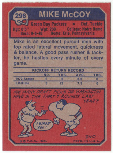 1973 Topps Football #296 Mike McCoy