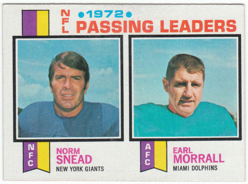 1973 Topps Football #2 NFL Passing Leaders Norm Snead Earl Morrall