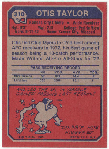 1973 Topps Football #310 Otis Taylor