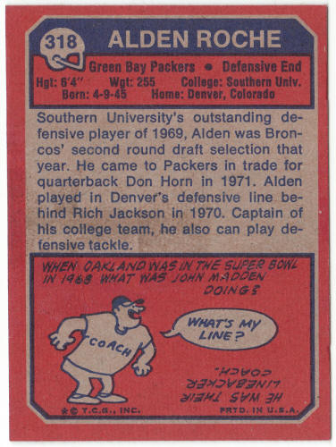 1973 Topps Football #318 Alden Roche Rookie Card