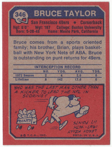 1973 Topps Football #346 Bruce Taylor