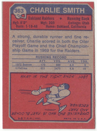 1973 Topps Football #363 Charlie Smith