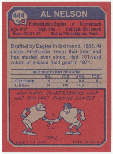 1973 Topps Football #444 Al Nelson