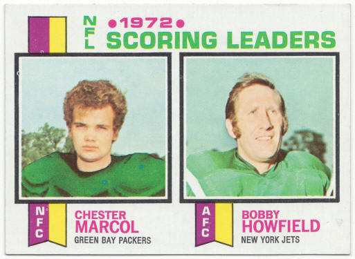 1973 Topps Football #4 NFL Scoring Leaders Chester Marcol Bobby Howfield