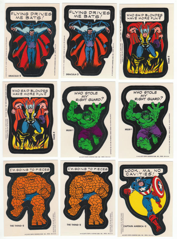1975 Topps Comic Book Heroes Stickers