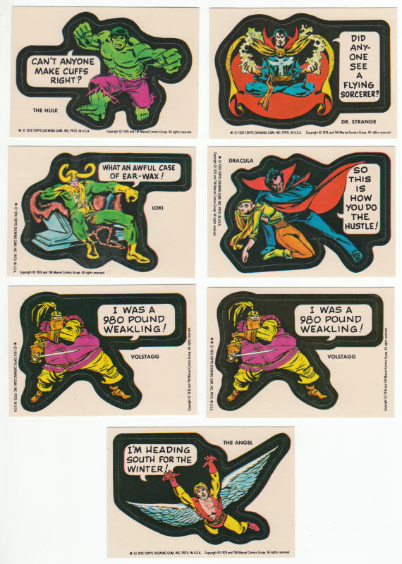 1976 Topps Marvel Super Heroes Stickers