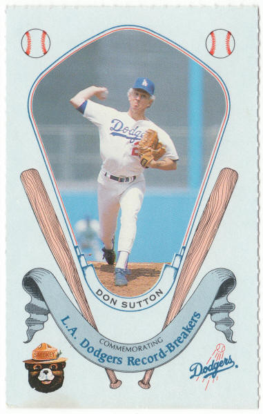 1988 Smokey The Bear Los Angeles Dodgers Baseball #30 Don Sutton