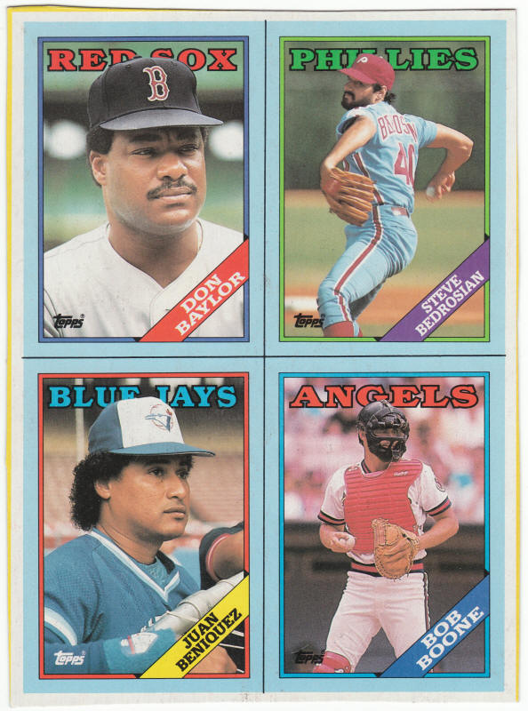 1988 Topps Baseball Card Box Panel A - D front