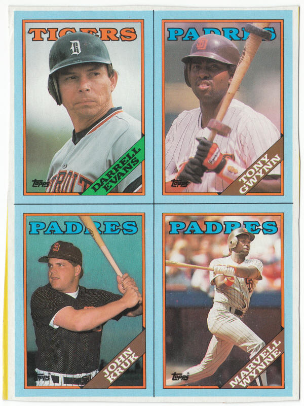 1988 Topps Baseball Card Box Panel E - H front