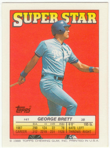 1988 Topps Superstar Card #41 George Brett