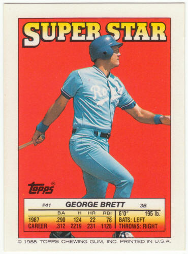 1988 Topps Superstar Card #41 George Brett