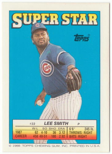 1988 Topps Baseball Superstar Card #33 Lee Smith