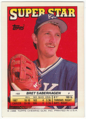 1988 Topps Superstar Card #60 Bret Saberhagen
