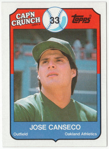 1989 Cap'n Crunch Topps Baseball #1 Jose Canseco