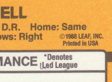 1989 Donruss Baseball Card #149 George Bell Error Close up