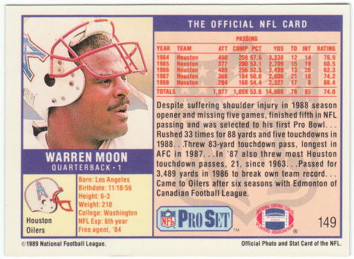 1989 Pro Set Football #149 Warren Moon