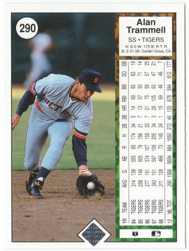 1989 Upper Deck Baseball #290 Alan Trammell
