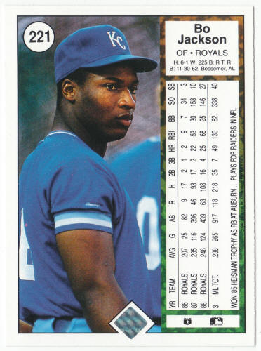 1989 Upper Deck Baseball #221 Bo Jackson