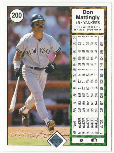 1989 Upper Deck Baseball #200 Don Mattingly