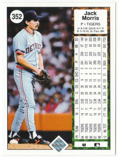 1989 Upper Deck Baseball #352 Jack Morris