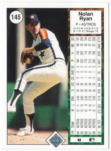 1989 Upper Deck Baseball #145 Nolan Ryan