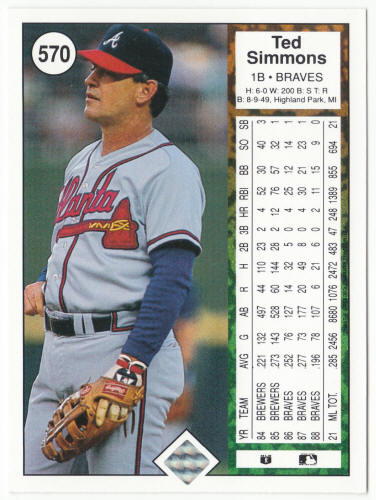1989 Upper Deck Baseball #570 Ted Simmons