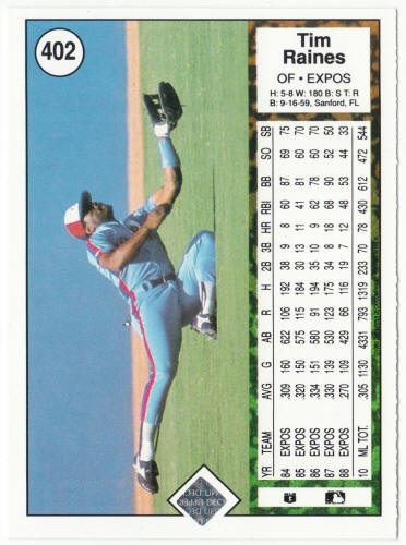 1989 Upper Deck Baseball #402 Tim Raines