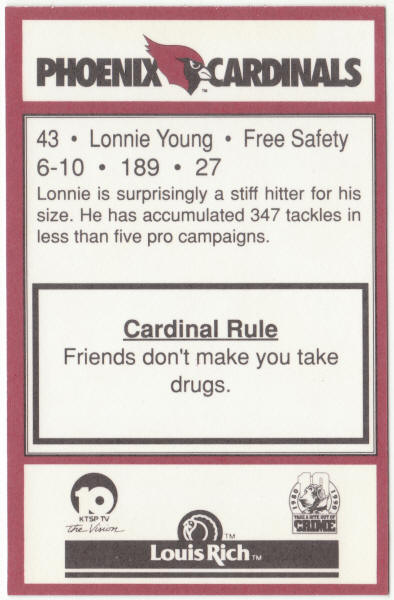 1990 Louis Rich (Police) Phoenix Cardinals Lonnie Young
