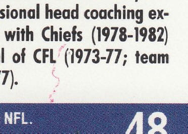 1990 Pro Set Football #48 Marv Levy Error 5 Card