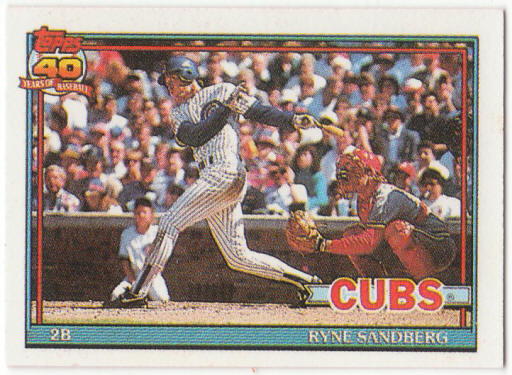 1991 Cracker Jack Topps Baseball #6 Ryne Sandberg