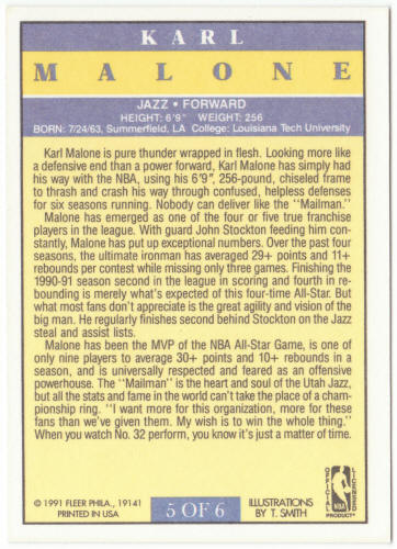 1991-92 Fleer Pro-Visions Basketball #PV5 Karl Malone