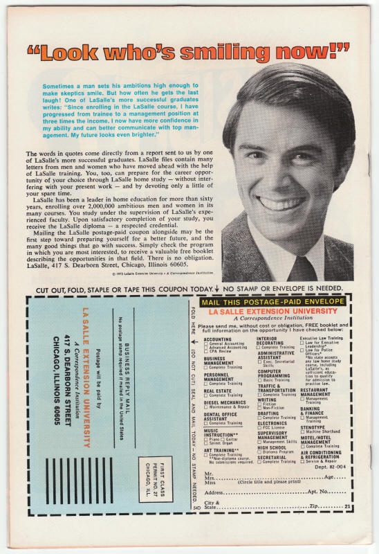 2001 A Space Odyssey #1 back cover