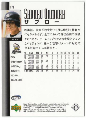 2001 Upper Deck Japan Baseball #176 Saburo Ohmura