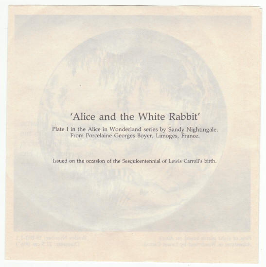 Alice In Wonderland Collectors Plate 1 brochure
