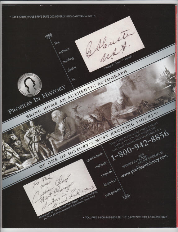Autograph Collector January 1999 back cover
