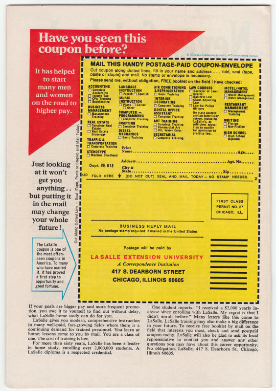 The Avengers #109 back cover