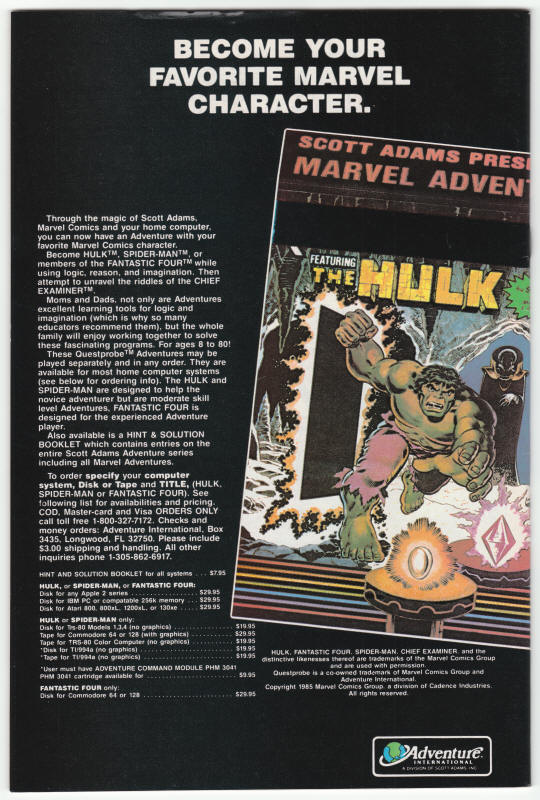 The Avengers 267 back cover