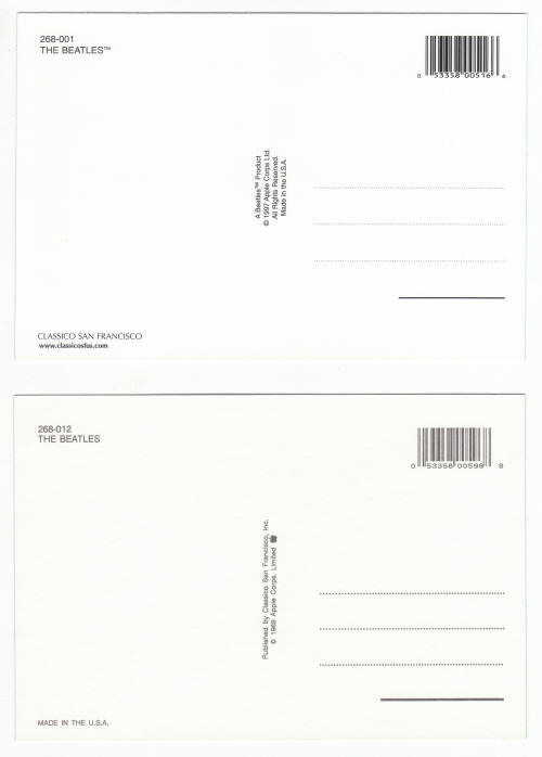 Beatles Post Cards #268-001 #268-012