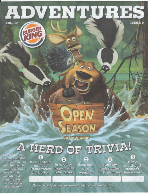 Burger King Adventures Volume 17, #9 Open Season