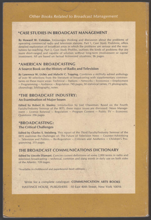 Broadcast Management back cover