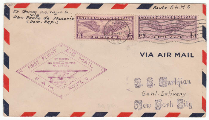 Foreign Air Mail Route 6 First Flight Cover 1931 front