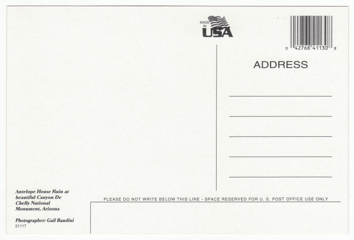 Canyon De Chelly Antelope House Ruin Post Card