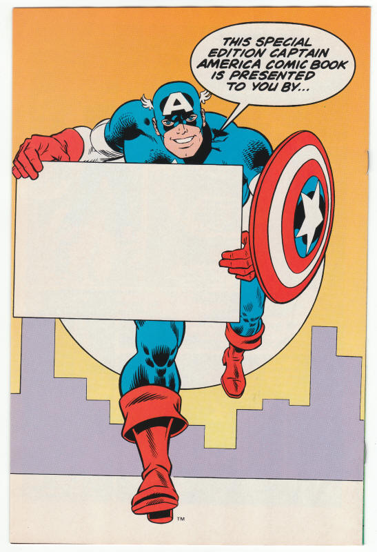 Captain America Goes To War Against Drugs back cover