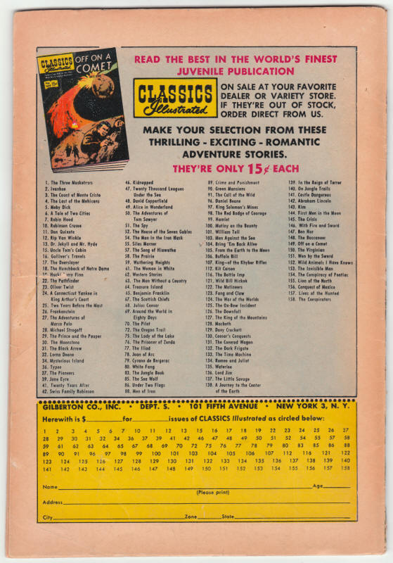 Classics Illustrated #104 back cover