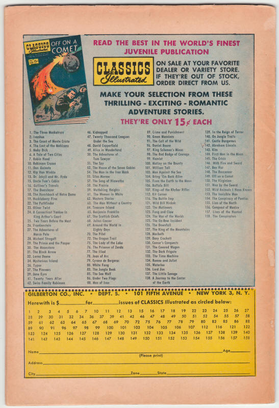 Classics Illustrated #142 back cover